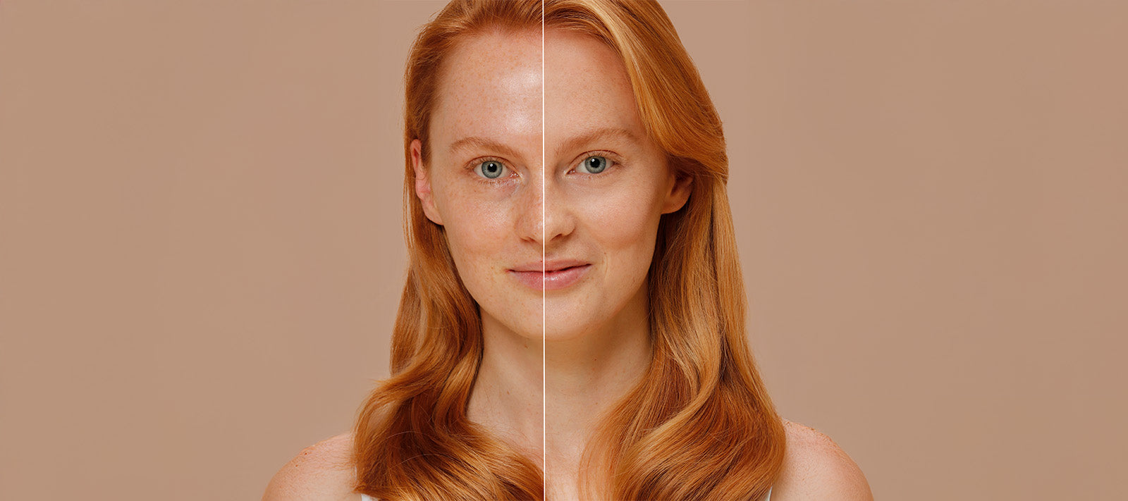 Before and After Mineral Make-up to control Redness.