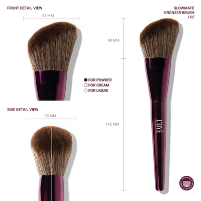 Jouw shortcut naar sculpted, sunkissed skin. Glowmate brengt warmte precies daar waar de zon je zou kussen: jukbeenderen, slapen en voorhoofd. De schuine vorm volgt je gezichtscontouren, terwijl high-performance (patented) fibers bronzer gelijkmatig oppakken en moeiteloos blenden. Het resultaat: een seamless, airbrushed finish die nooit te veel wordt, alleen die natuurlijke golden hour glow.