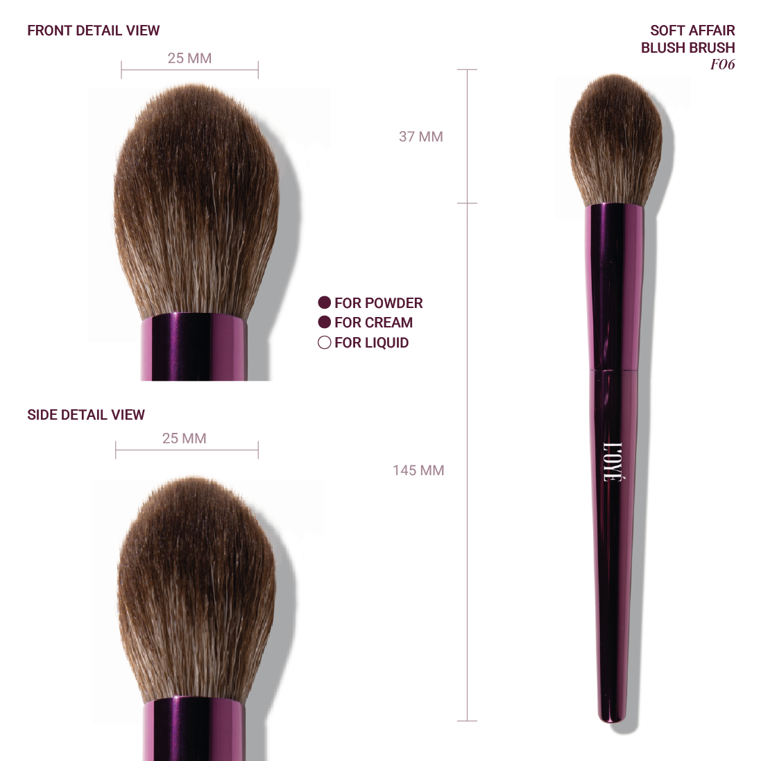Flushed en lifted in één beweging. Soft Affair is gemaakt voor een frisse, natuurlijke blos met maximale controle. De taps toelopende punt helpt je elke keer de juiste plek te vinden, terwijl de zachte, flexibele haren kleur gelijkmatig opbouwen en moeiteloos blenden. De brush glijdt soepel over je base zonder strepen of vlekken alleen een smooth, healthy glow.
