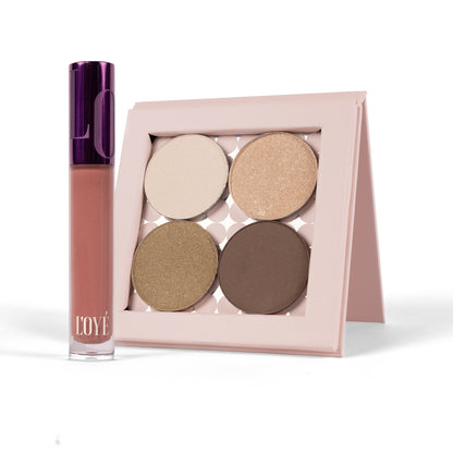 Soft neutrals. Golden depth. Verras je moeder (of jezelf) met een stralende make-up look dankzij de verzorgende Lipcrave Lip Polish Nude Obsession en de prachtige tinten uit de Pressed Eyeshadow Set - Golden Olive Muse, samengebracht in één exclusieve Moederdag Bundle.